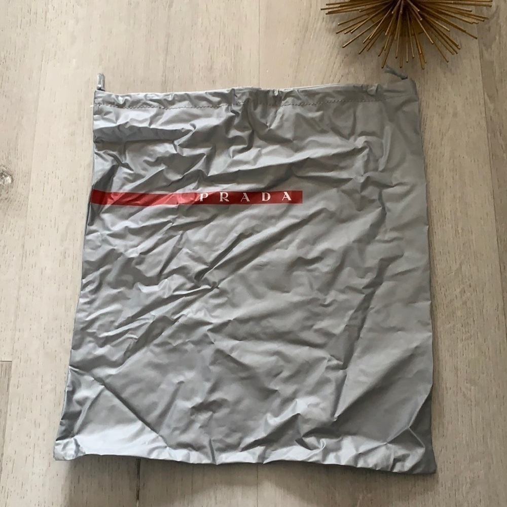 Prada Dustbag Storage Cover‎ Pouch Drawstring Silver Red shoes bags travel
